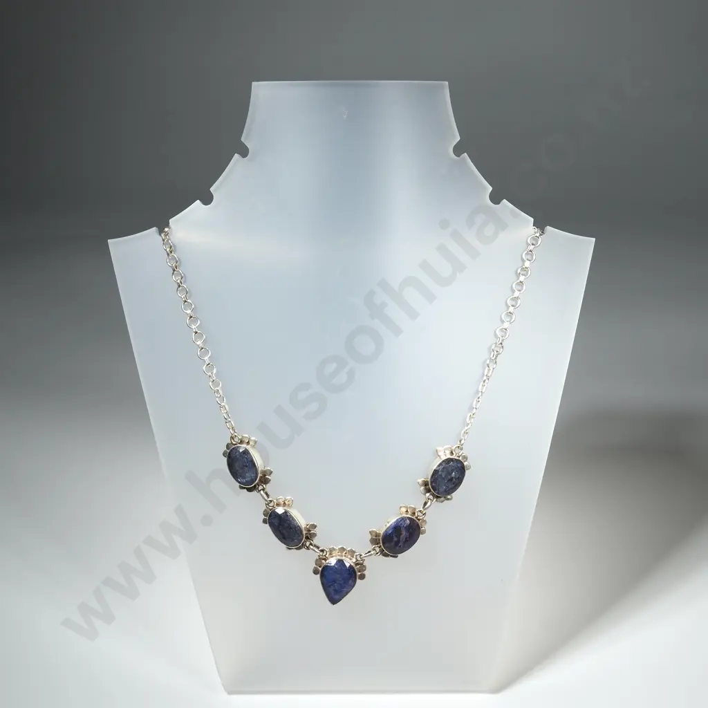 Modern Sterling Silver And Lapis Lazuli Necklace Image 1++