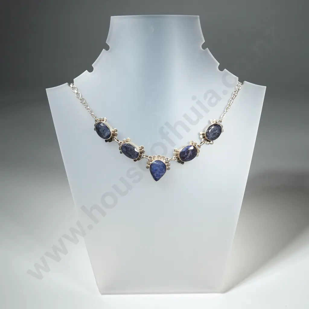 Modern Sterling Silver And Lapis Lazuli Necklace Image 1++
