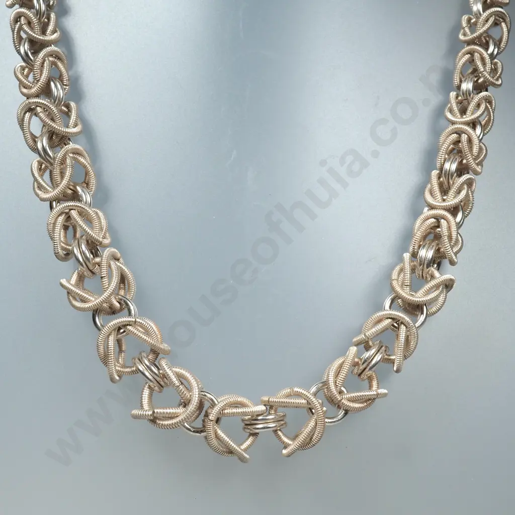 Heavy Modern Sterling Silver Fancy Necklace Image 1++
