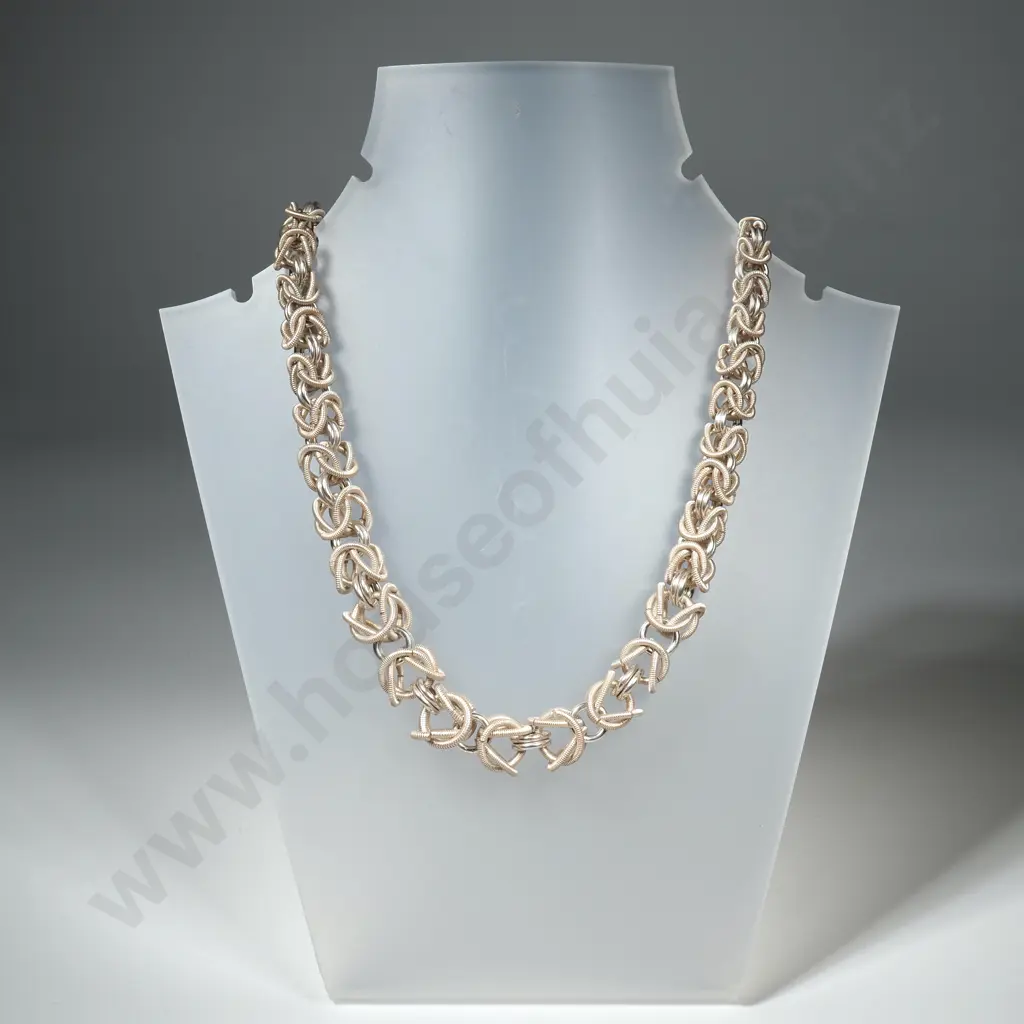 Heavy Modern Sterling Silver Fancy Necklace Image 1++