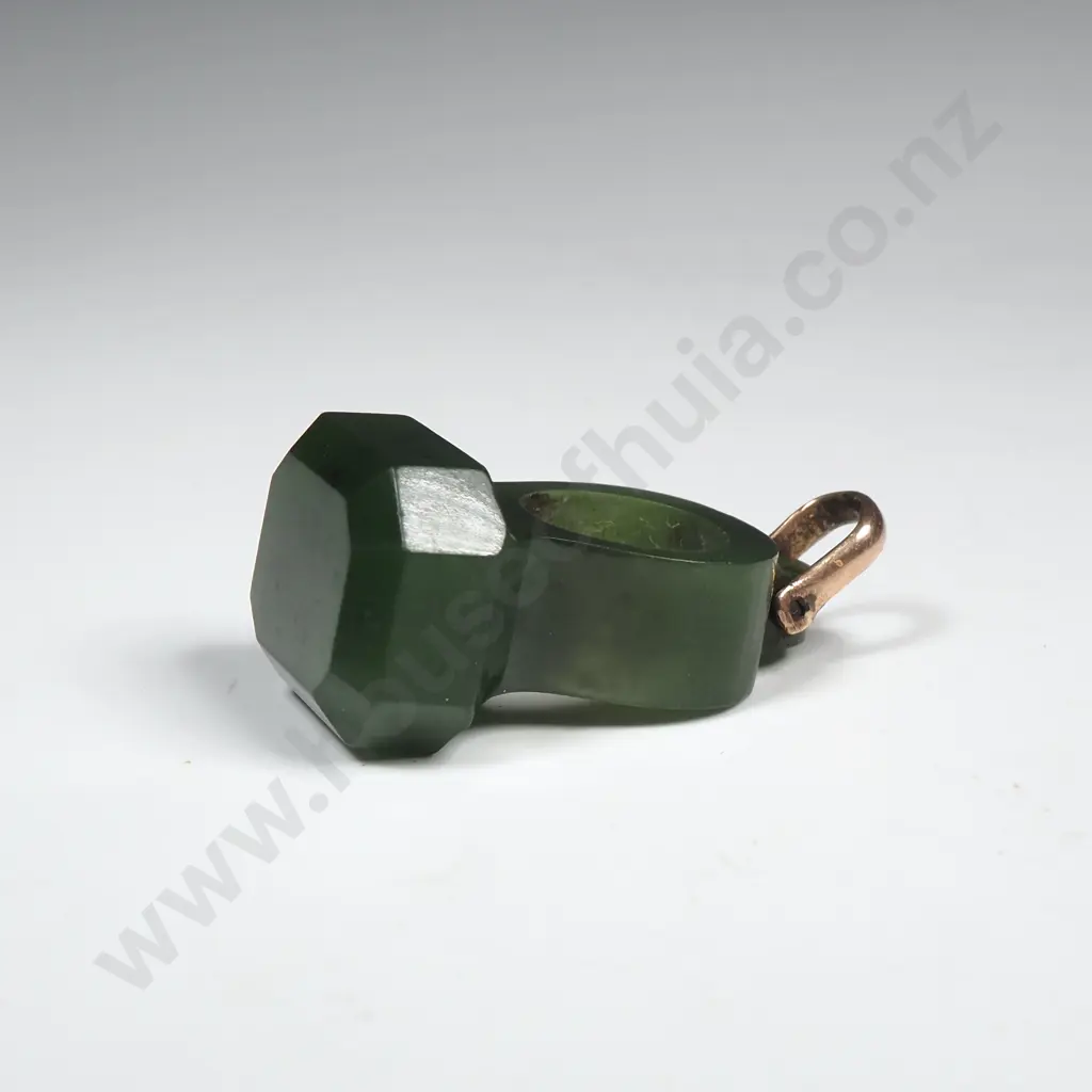 Antique NZ Greenstone Seal Fob Pendant Image 1++