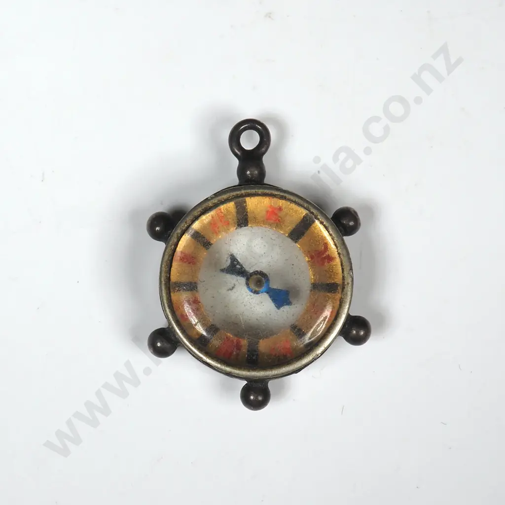 Antique Sterling Silver Mounted Compass Pendant w English Hallmarks Image 1++