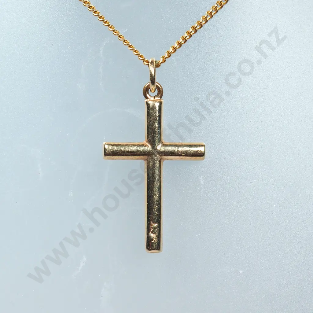 9ct Gold Cross w G/P Chain Image 1++
