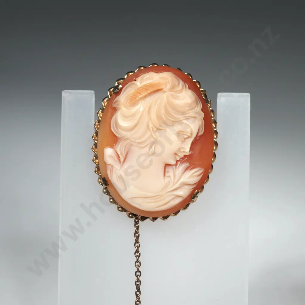 Vintage 9ct Gold Cameo Brooch Image 1++