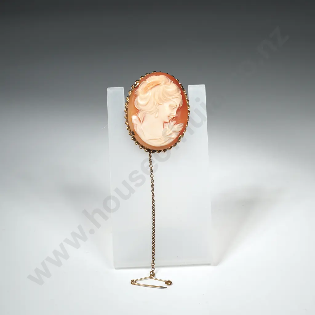 Vintage 9ct Gold Cameo Brooch Image 1++