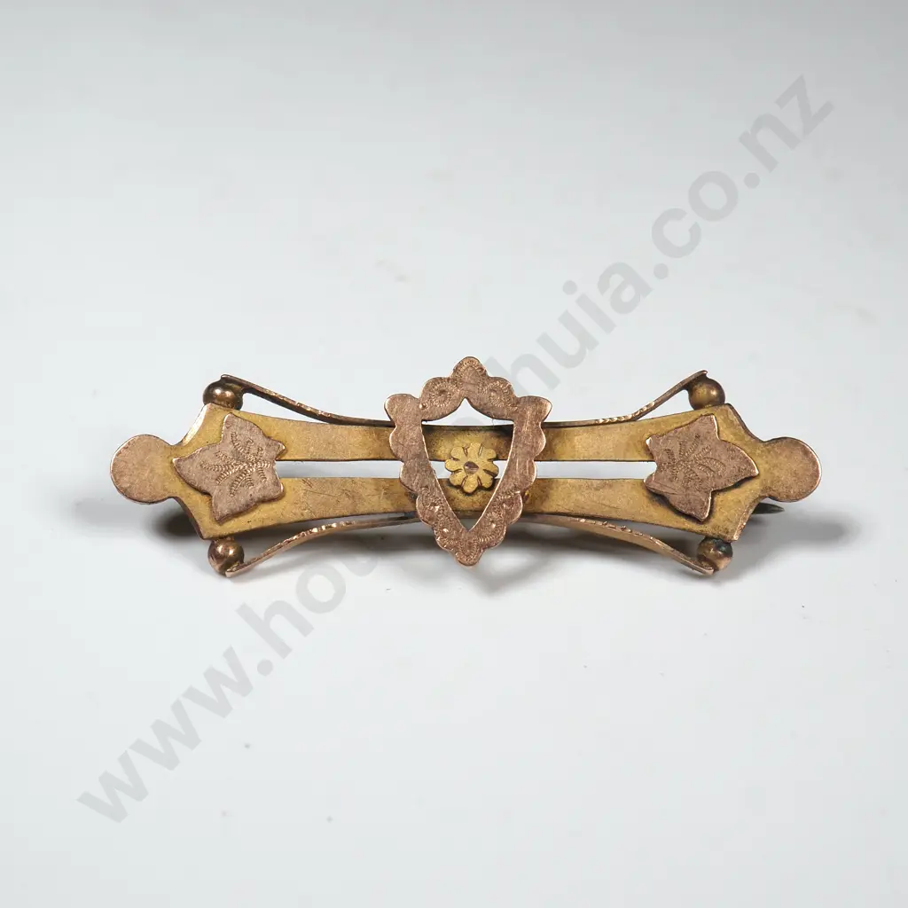 Antique 9ct Gold Bar Brooch Image 1++
