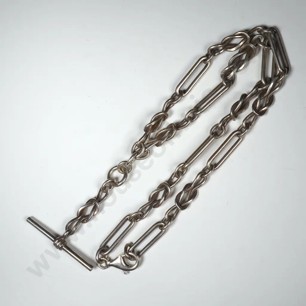 Fancy Sterling Silver T Bar Fob Necklace Image 1++