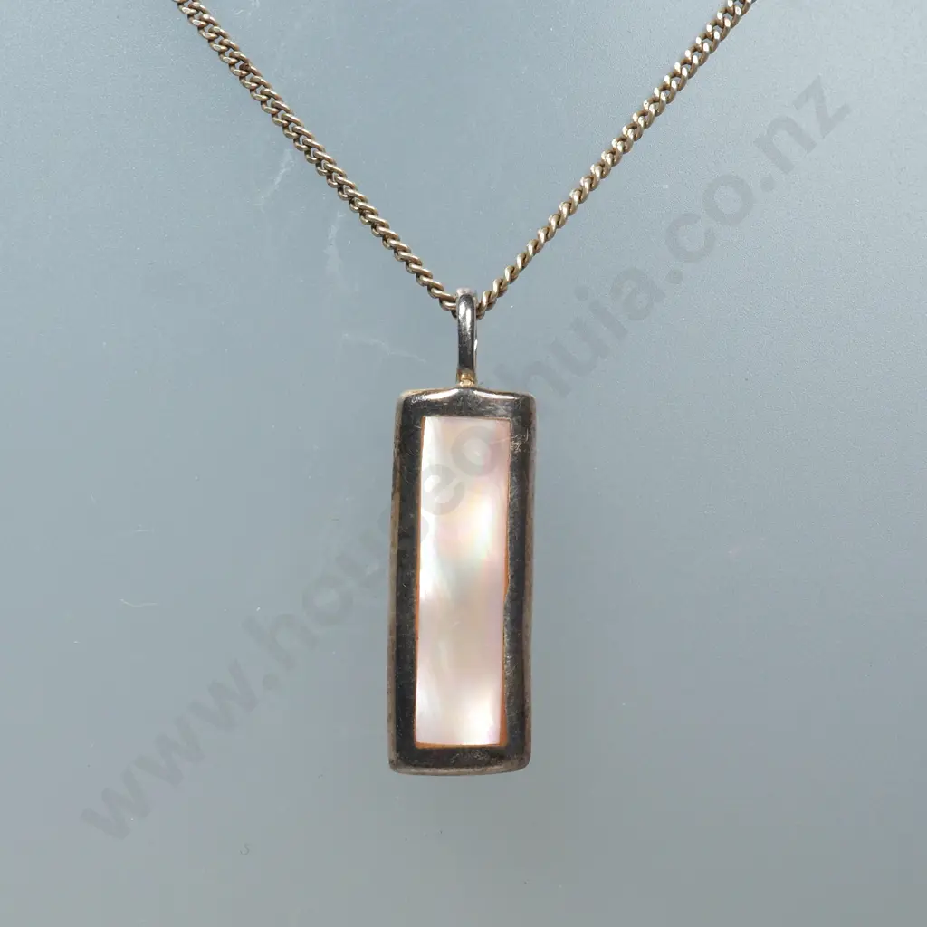 Modern Sterling Silver Enamel Set Pendant With Sterling Silver Chain Image 1++