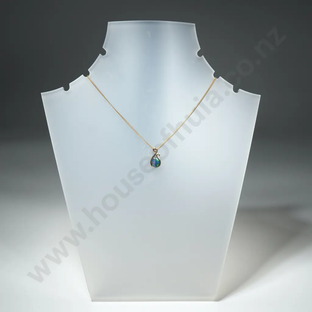 Doublet Opal Pendant On Gold Plated Chain Image 1++