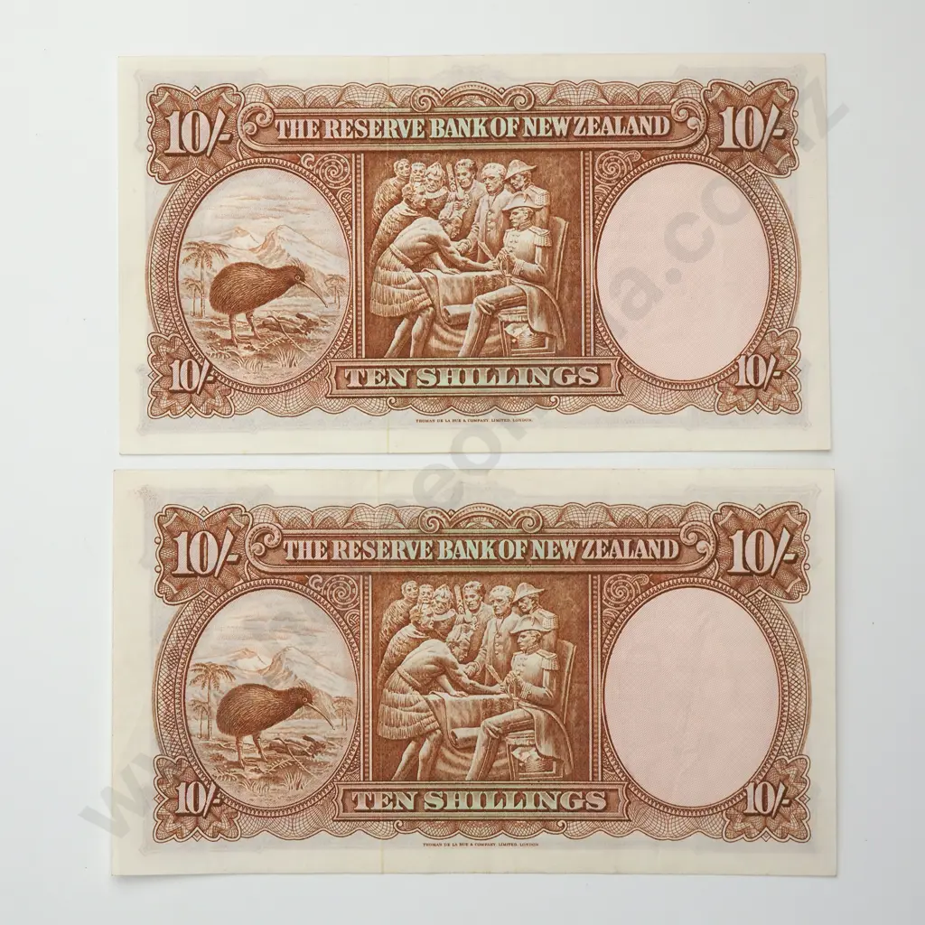 FLEMING CONSEC PAIR 10 SHILLINGS BANKNOTES ND(1956-67) P.158d Good EXTREMELY FINE CCV$200 Image 1++