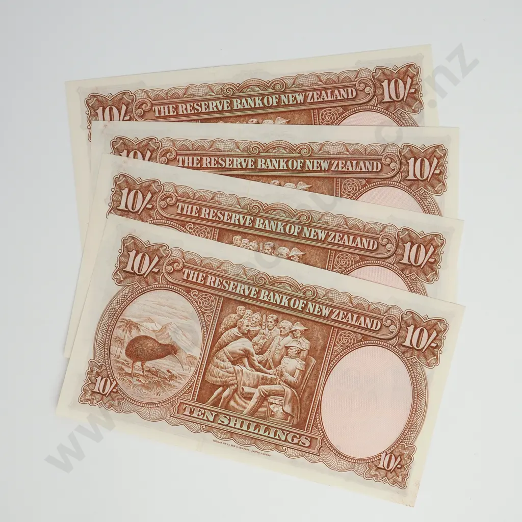 FLEMING CONSEC 4X 10 SHILLINGS BANKNOTES ND(1956-67) P.158d UNCIRCULATED CCV$700 Image 1++