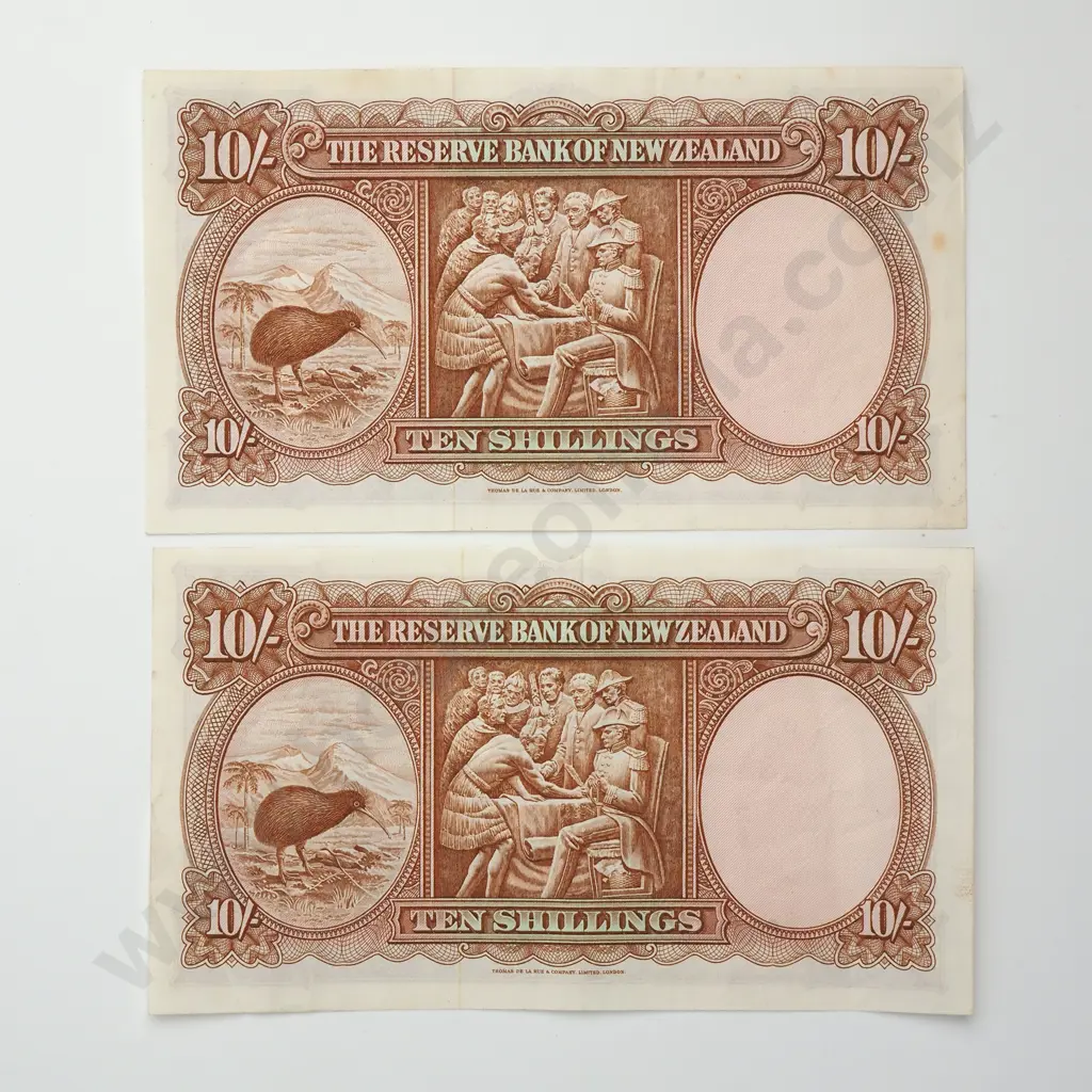 FLEMING CONSEC PAIR 10 SHILLINGS BANKNOTES ND(1956-67) P.158d EXTREMELY FINE CCV$170 Image 1++