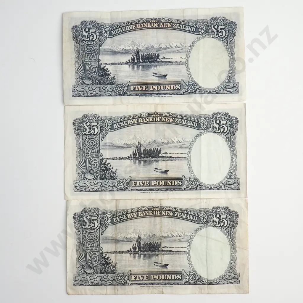3 X 5 POUNDS, EACH FLEMING SIGNATURES, PREFIXES K4, 10L, 11C, EACH FINE Image 1++