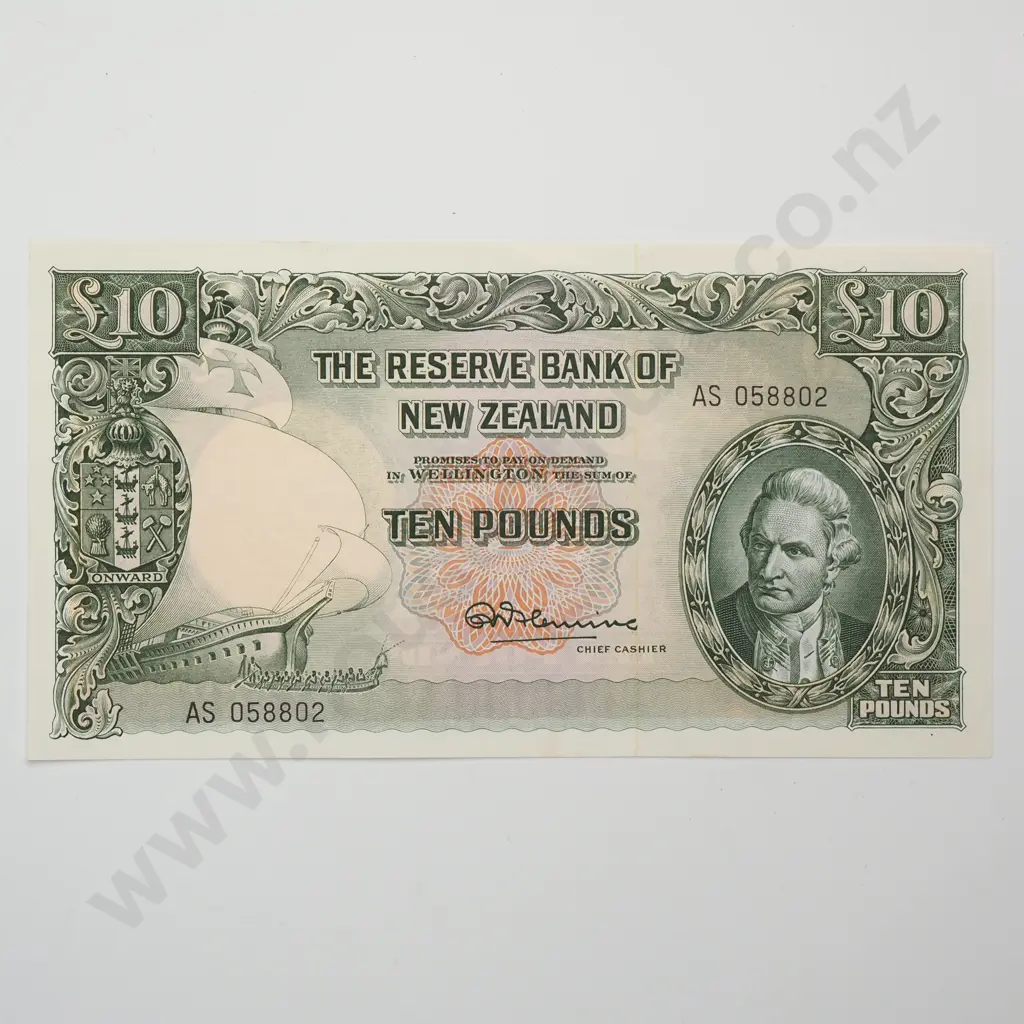 10 POUNDS, FLEMING SIGNATURE, PREFIX AS, ( LAST PREFIX OF SIGNATURE ), UNCIRCULATED Image 1++