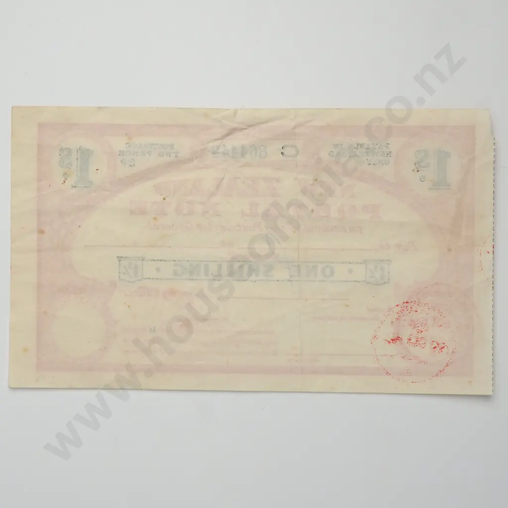 POSTAL NOTE 1 SHILLING BANKNOTE 19.10.1966 H.PN7H-1 FINE CV$40 Image 1++