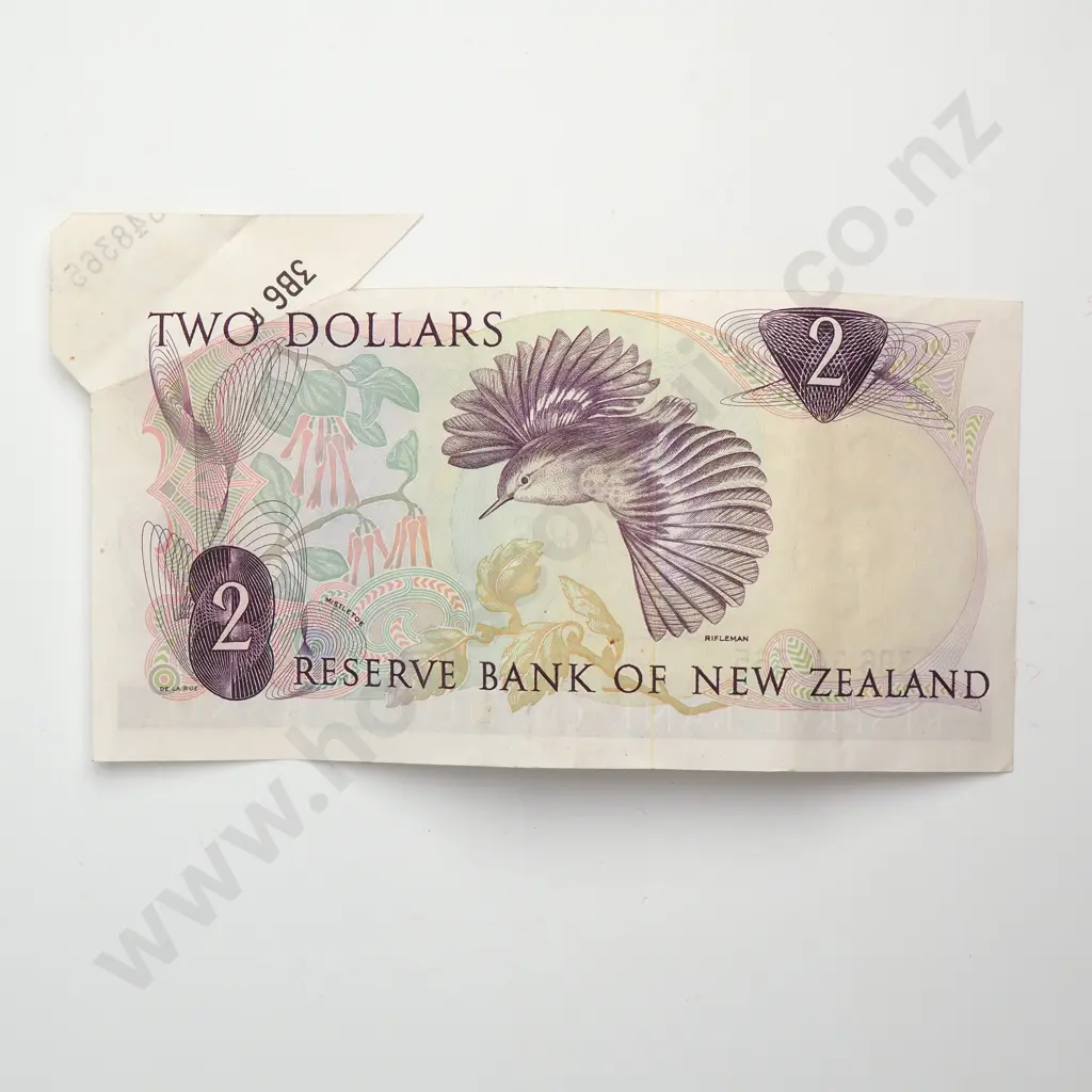 2 DOLLARS ERROR NOTE, HARDIE TYPE I SIGNATURE, PREFIX 3B6, EXTRA PAPER TOP RIGHT WITH PARTIAL NUMBER PRINTED ON EACH Image 1++