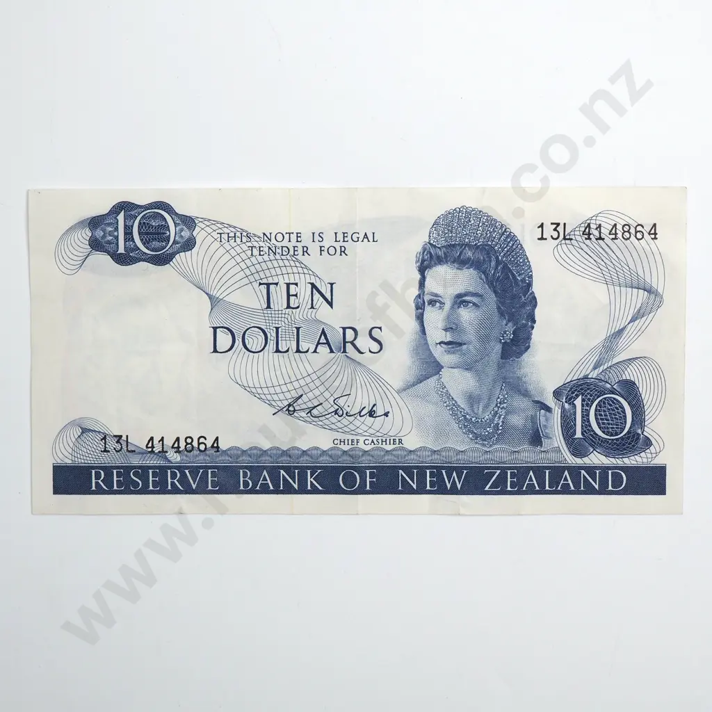 10 DOLLARS ERROR NOTE, WILKS TYPE I SIGNATURE, PREFIX 13L MISSING BACKGROUND MOTIF EXTREMELY FINE Image 1++