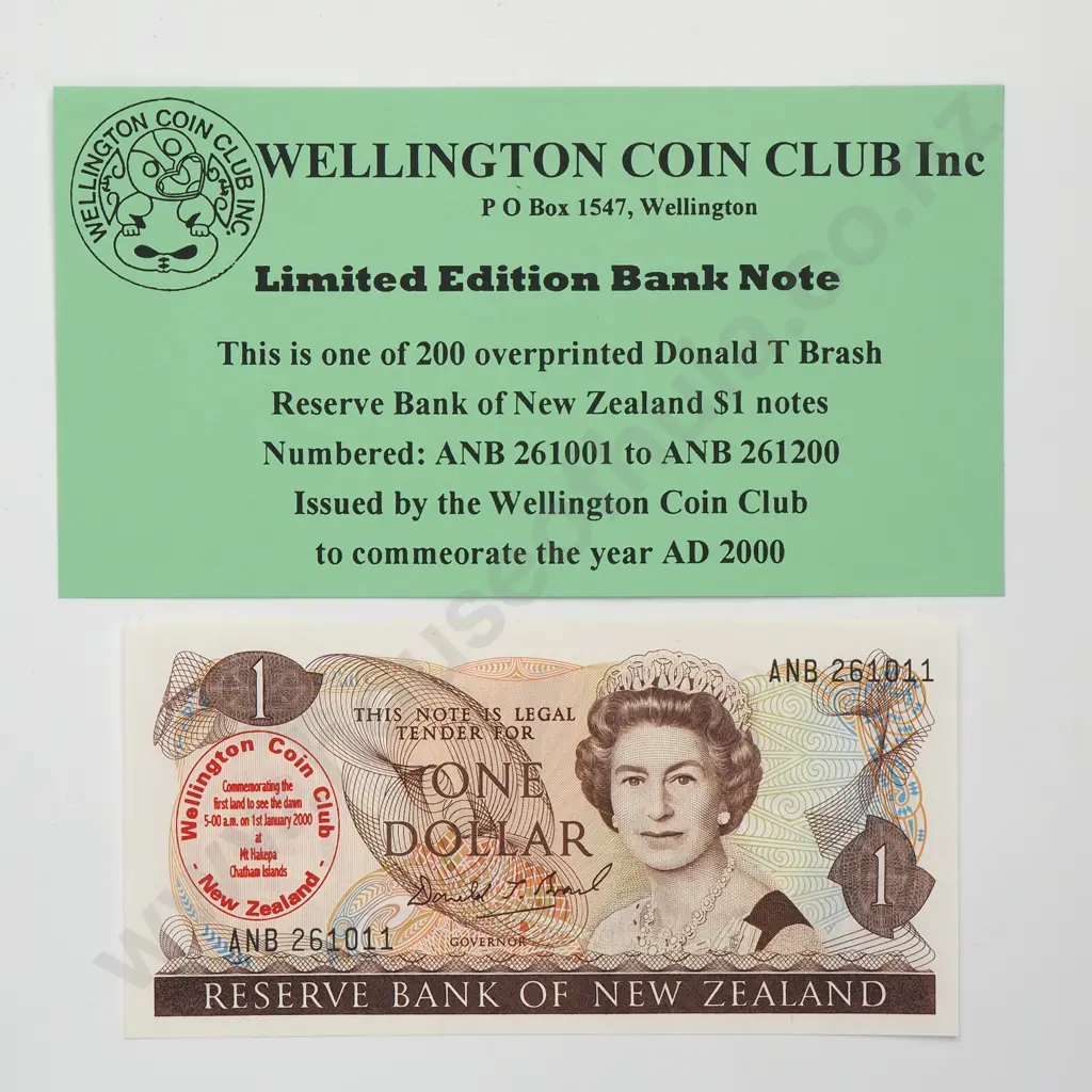 BRASH WCC MILLENNIUM 1 DOLLAR OVERPRINT BANKNOTE 2000 OP2000b UNCIRCULATED CV$150 Image 1++
