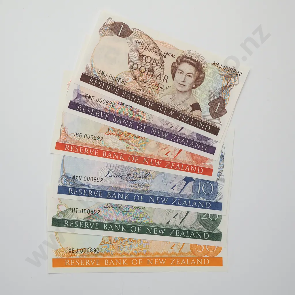 BRASH SAME NUMBERED SET $1-$50 BANKNOTES ND(1989-92) P.169c-174b UNCIRCULATED $1400 Image 1++