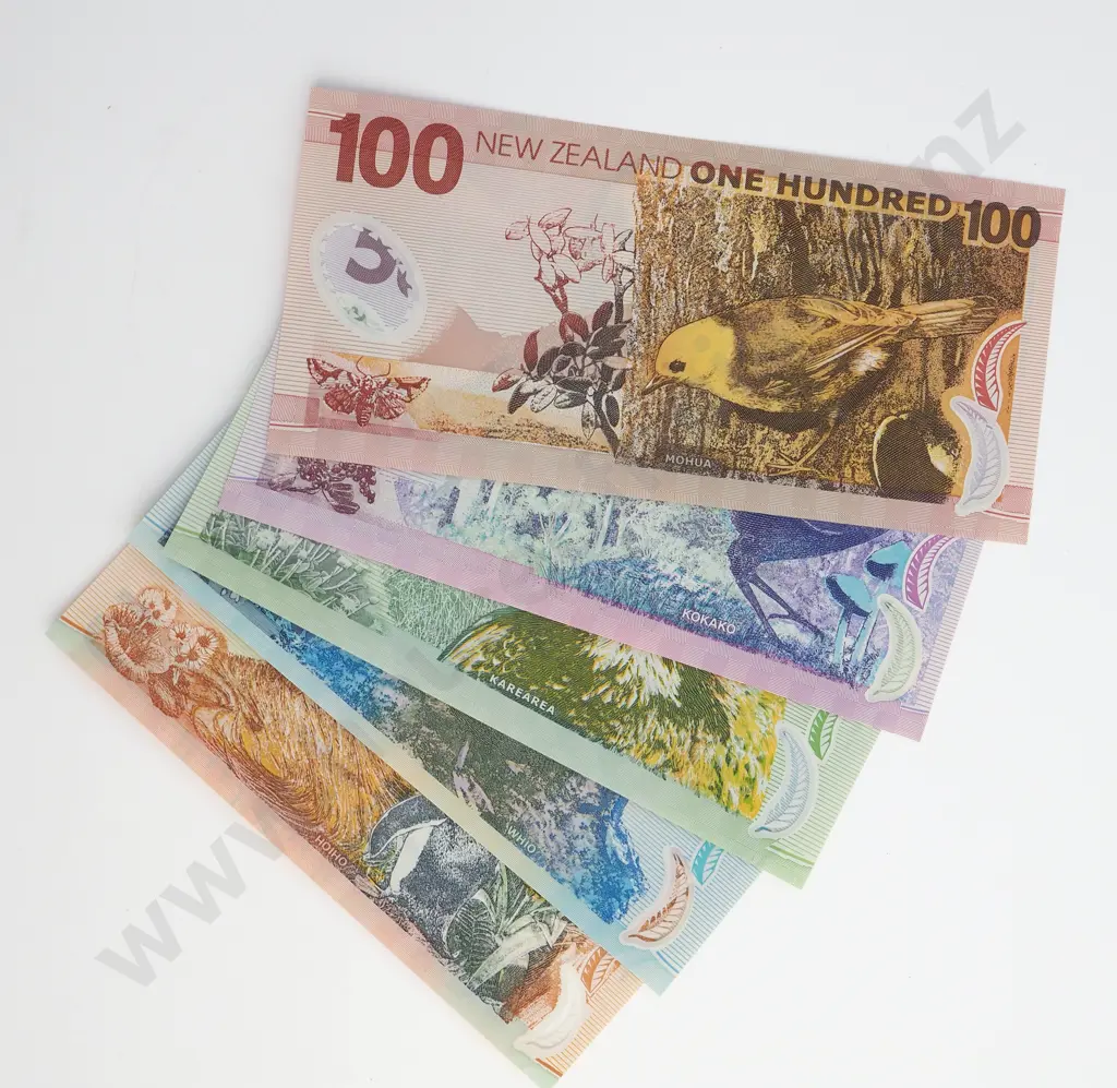 1999 NEW ZEALAND UNCIRCULATED BANKNOTE SET $5 $100 BRASH TYPE IV AA99 CV$800 Image 1++