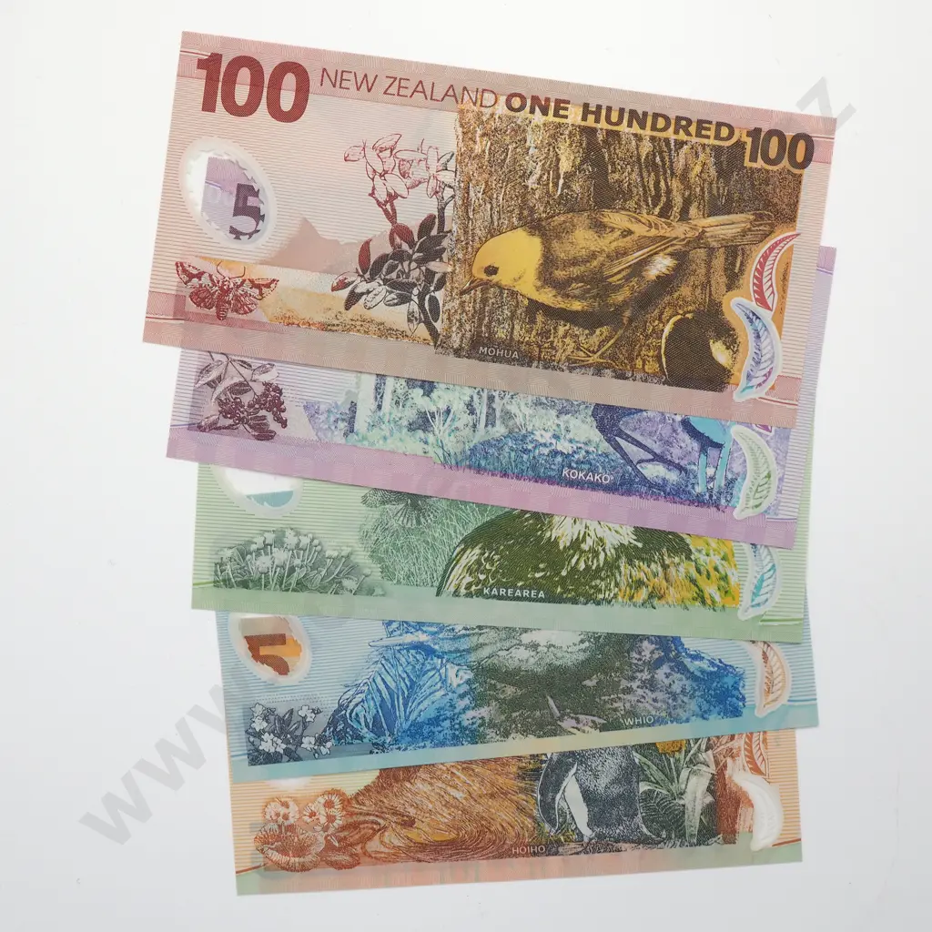2003 NEW ZEALAND UNCIRCULATED BANKNOTE SET $5 $100 BOLLARD / BRASH TYPE IV AA03 Image 1++