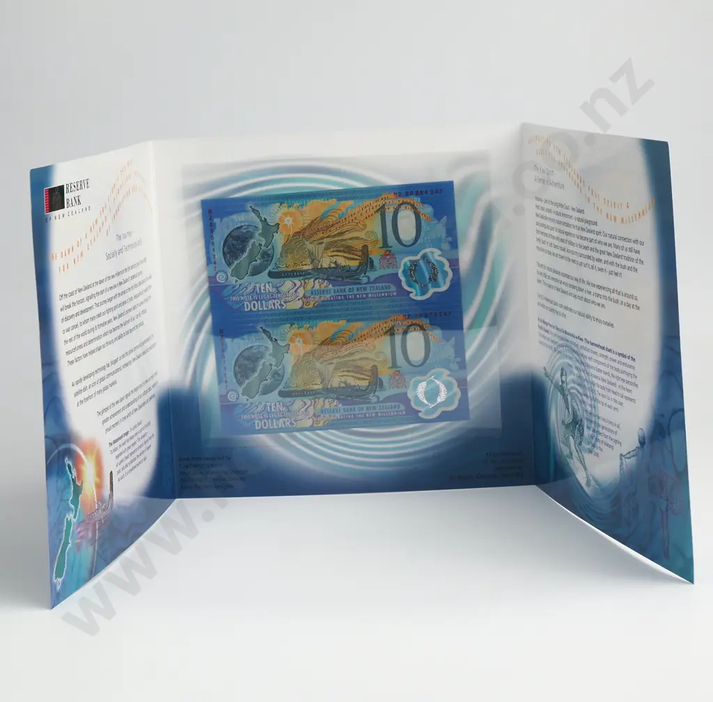 BRASH RED MILLENNIUM PAIR 10 DOLLARS BANKNOTES 2000 P.CS190b UNCIRCULATED CCV$175 Image 1++