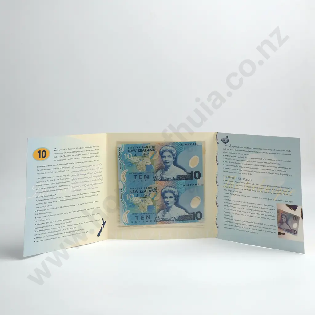 1999 UNCUT PAIR OF 10 DOLLARS BANKNOTE SET Image 1++