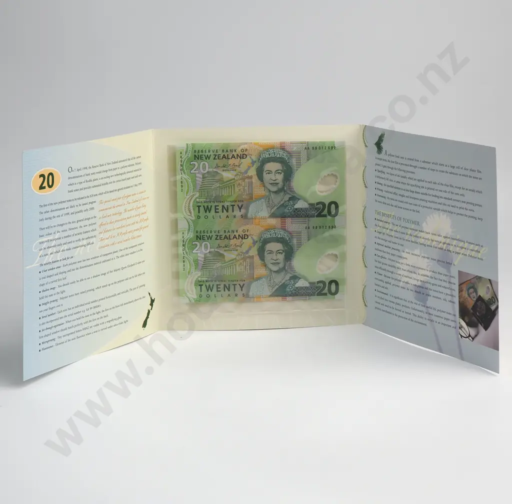 BRASH UNCUT PAIR 20 DOLLARS BANKNOTES ND(1999) P.CS187a UNCIRCULATED CCV$100 Image 1++