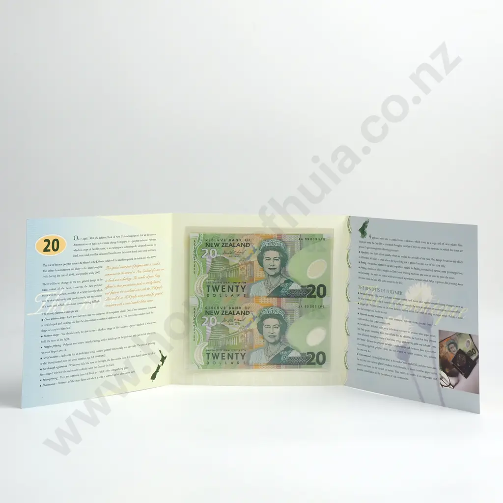 1999 UNCUT PAIR OF 20 DOLLARS BANKNOTE SET Image 1++