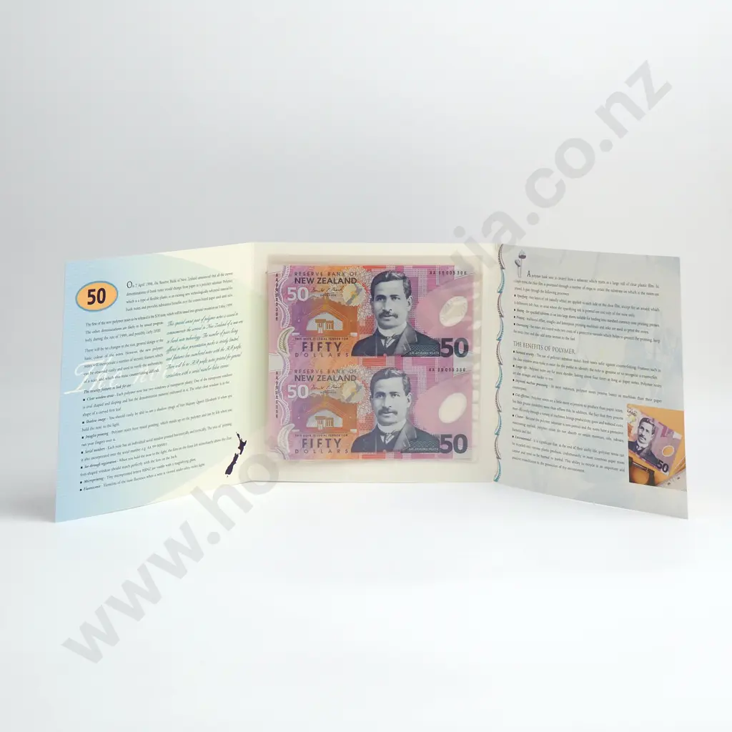 1999 UNCUT PAIR OF 50 DOLLARS BANKNOTE SET Image 1++