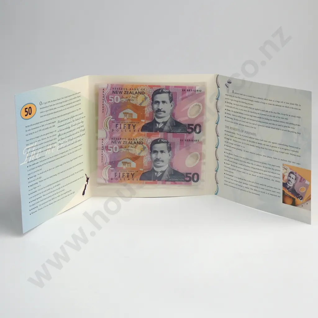 BRASH UNCUT PAIR 50 DOLLARS BANKNOTES ND(1999) P.CS188a UNCIRCULATED CCV$250 Image 1++