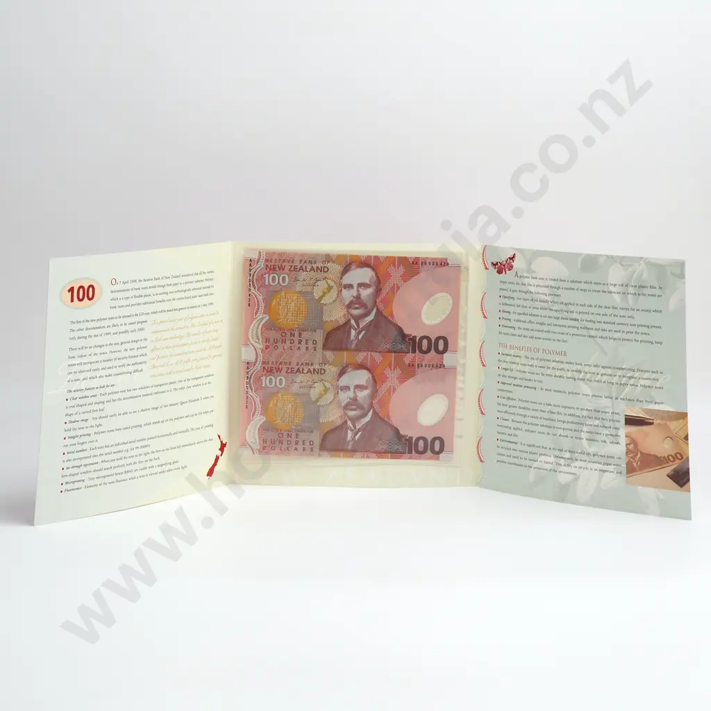 1999 UNCUT PAIR OF 100 DOLLARS BANKNOTE SET Image 1++