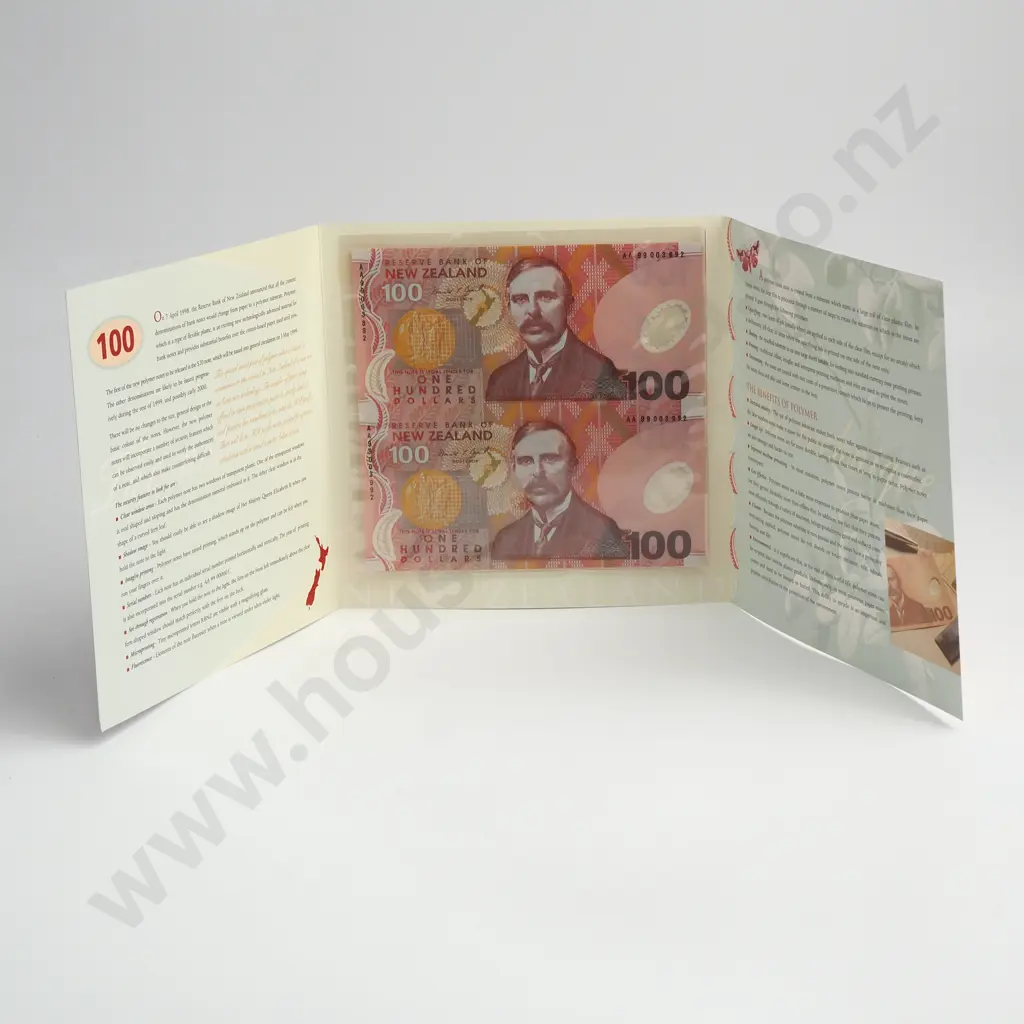 BRASH UNCUT PAIR 100 DOLLARS BANKNOTES ND(1999) P.CS189a UNCIRCULATED CCV$425 Image 1++