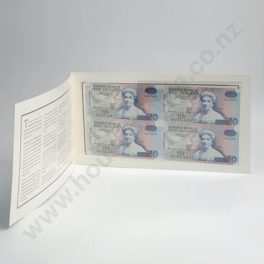 1993 10 DOLLARS PRESENTATION PACK CONSISTING OF AN UNCUT BLOCK 4X, PREFIXES AA Image 1++