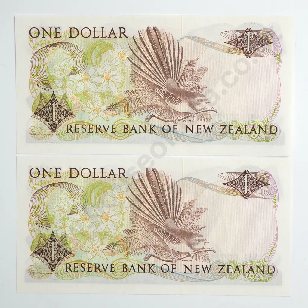 HARDIE TYPE II LOW SERIAL NUMBER CONSEC PAIR 1 DOLLAR BANKNOTES UNCIRCULATED Image 1++