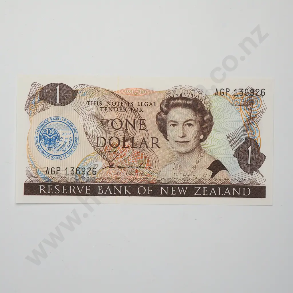 RNSNZ CONFERENCE OVERPRINT 1 DOLLAR BANKNOTE 2017 OP2017c UNCIRCULATED CV$150 Image 1++
