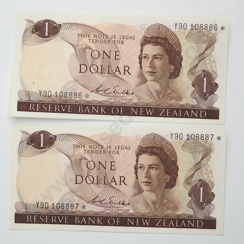 WILKS CONSEC STAR NOTE 1 DOLLAR BANKNOTES ND(1968-75) P.163b aUNC CV$1800 Image 1++