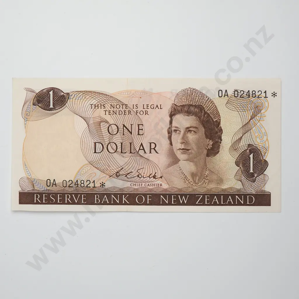 WILKS 0A STAR NOTE 1 DOLLAR BANKNOTE ND(1968-75) P.163b EXTREMELY FINE CV$3500 Image 1++