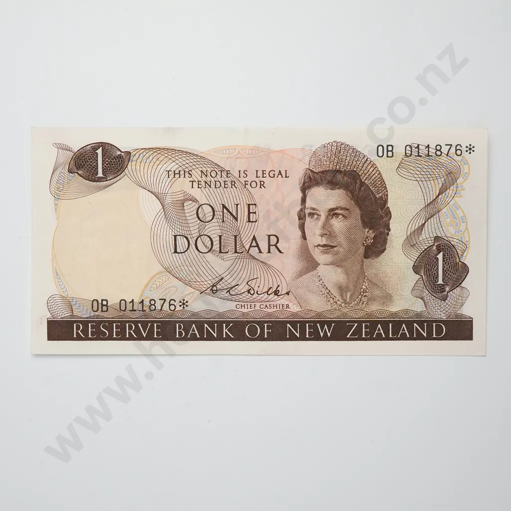 WILKS 0B STAR NOTE 1 DOLLAR BANKNOTE ND(1968-75) P.163b Almost UNCIRCULATED CV$7000 Image 1++