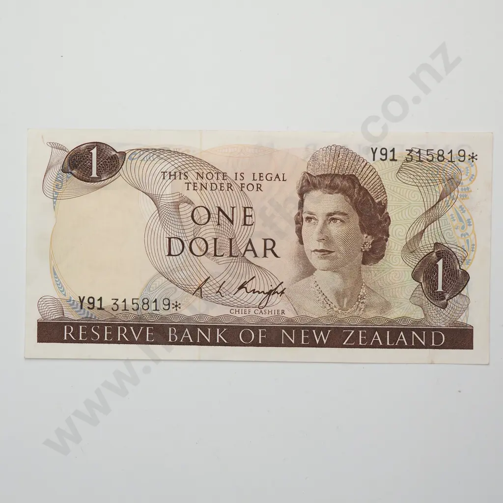 1 DOLLAR, KNIGHT SIGNATURE, PREFIX Y91 *, EXTREMELY FINE Image 1++