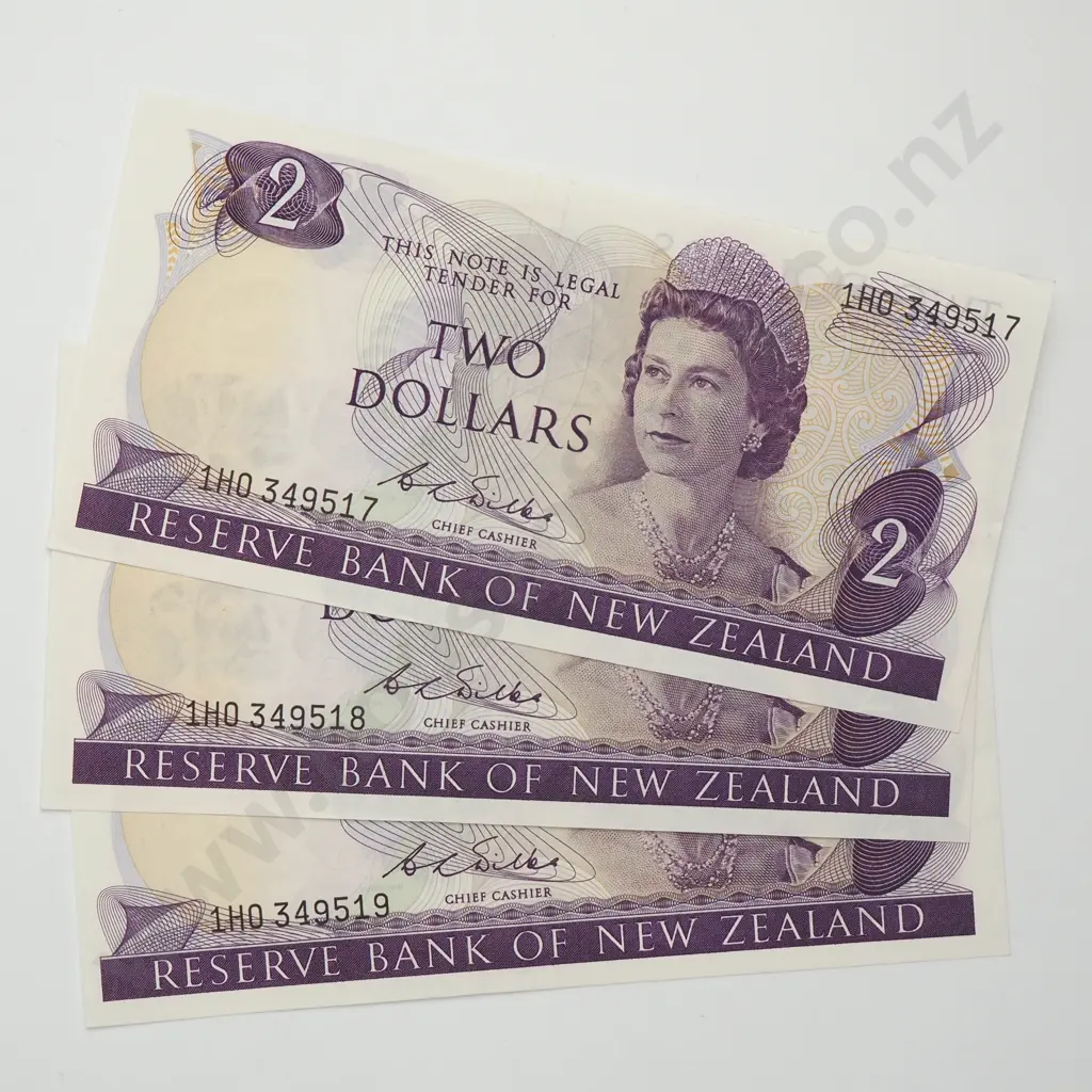 WILKS CONSEC TRIO 2 DOLLARS BANKNOTES ND(1968-75) P.164b Almost UNCIRCULATED CCV$180 Image 1++