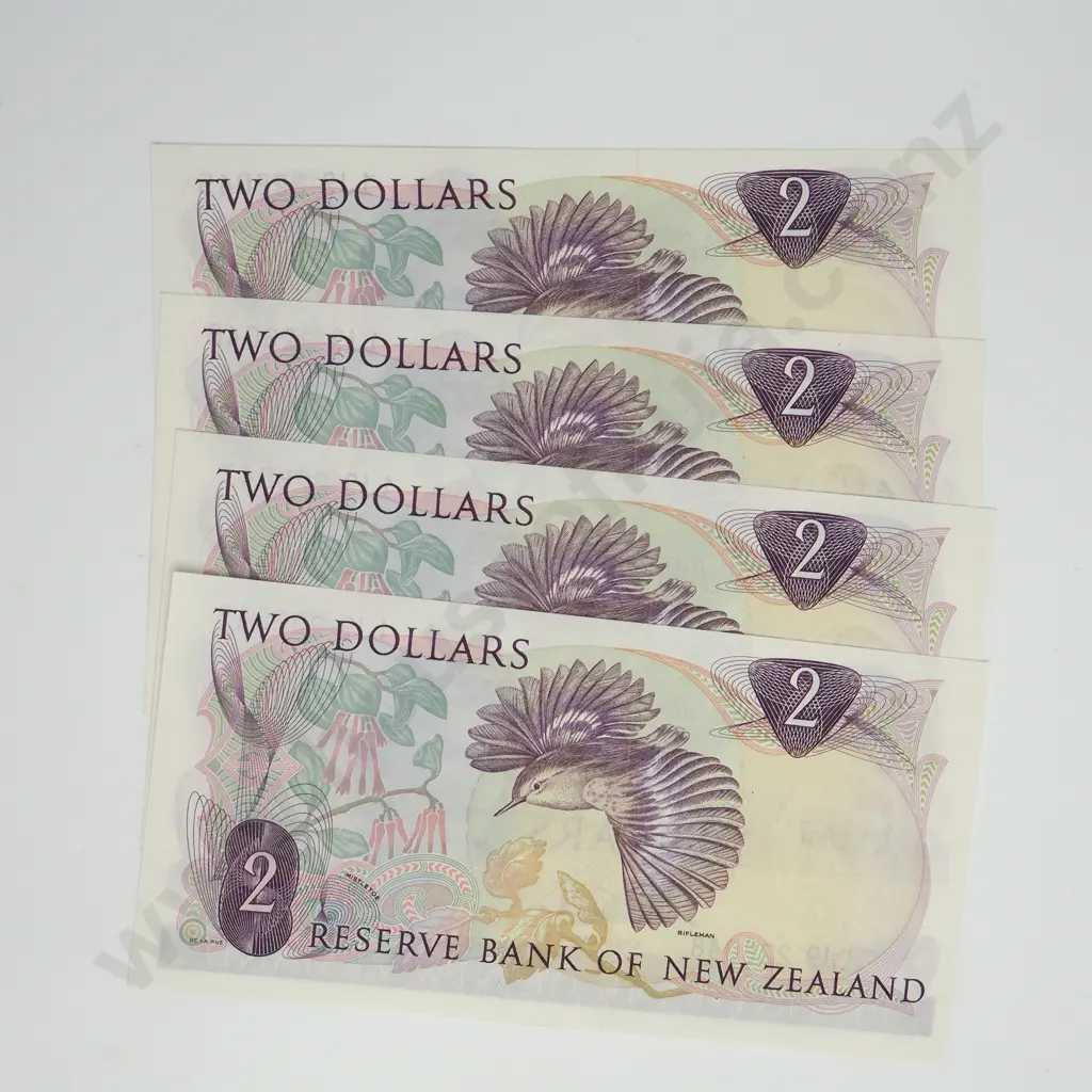 WILKS CONSEC 4X 2 DOLLARS BANKNOTES ND(1968-75) P.164b Virt. UNCIRCULATED CCV$320 Image 1++