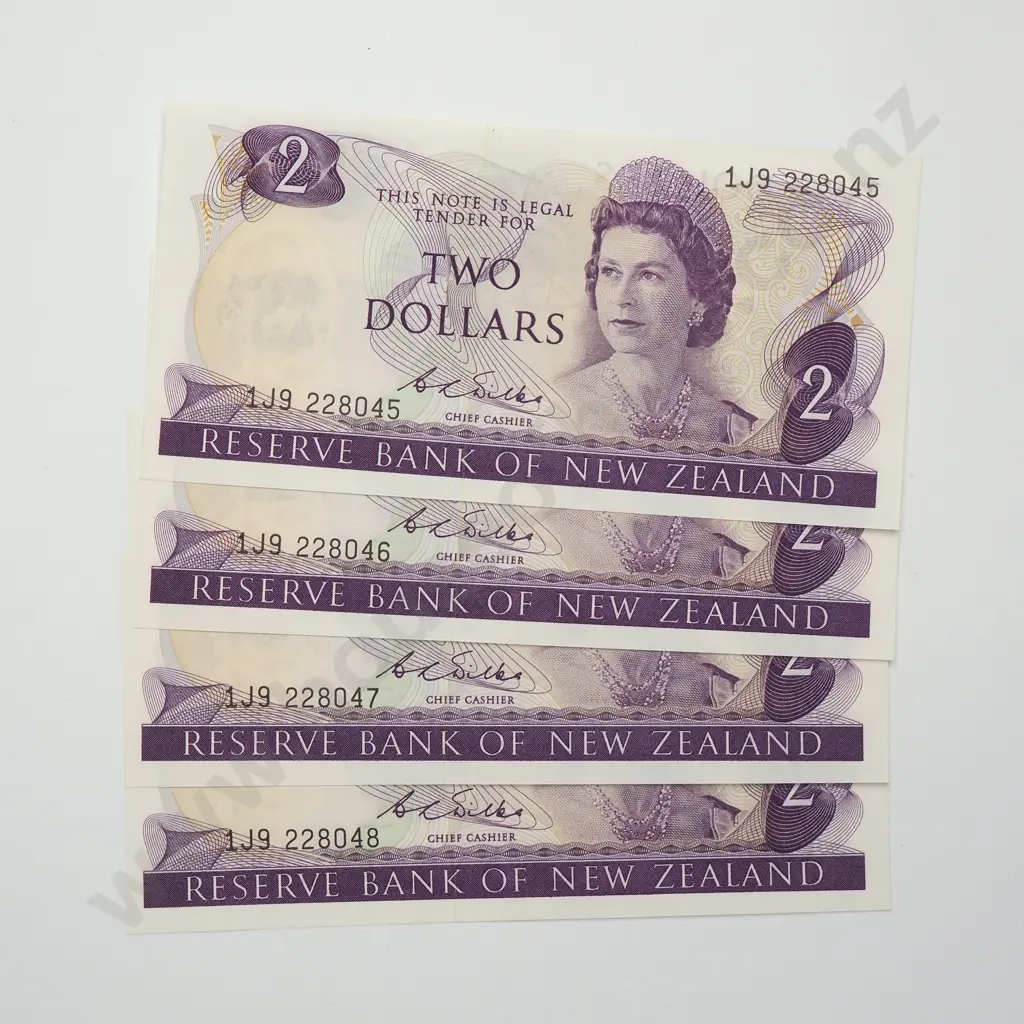 WILKS CONSEC 4X 2 DOLLARS BANKNOTES ND(1968-75) P.164b Virt. UNCIRCULATED CCV$320 Image 1++