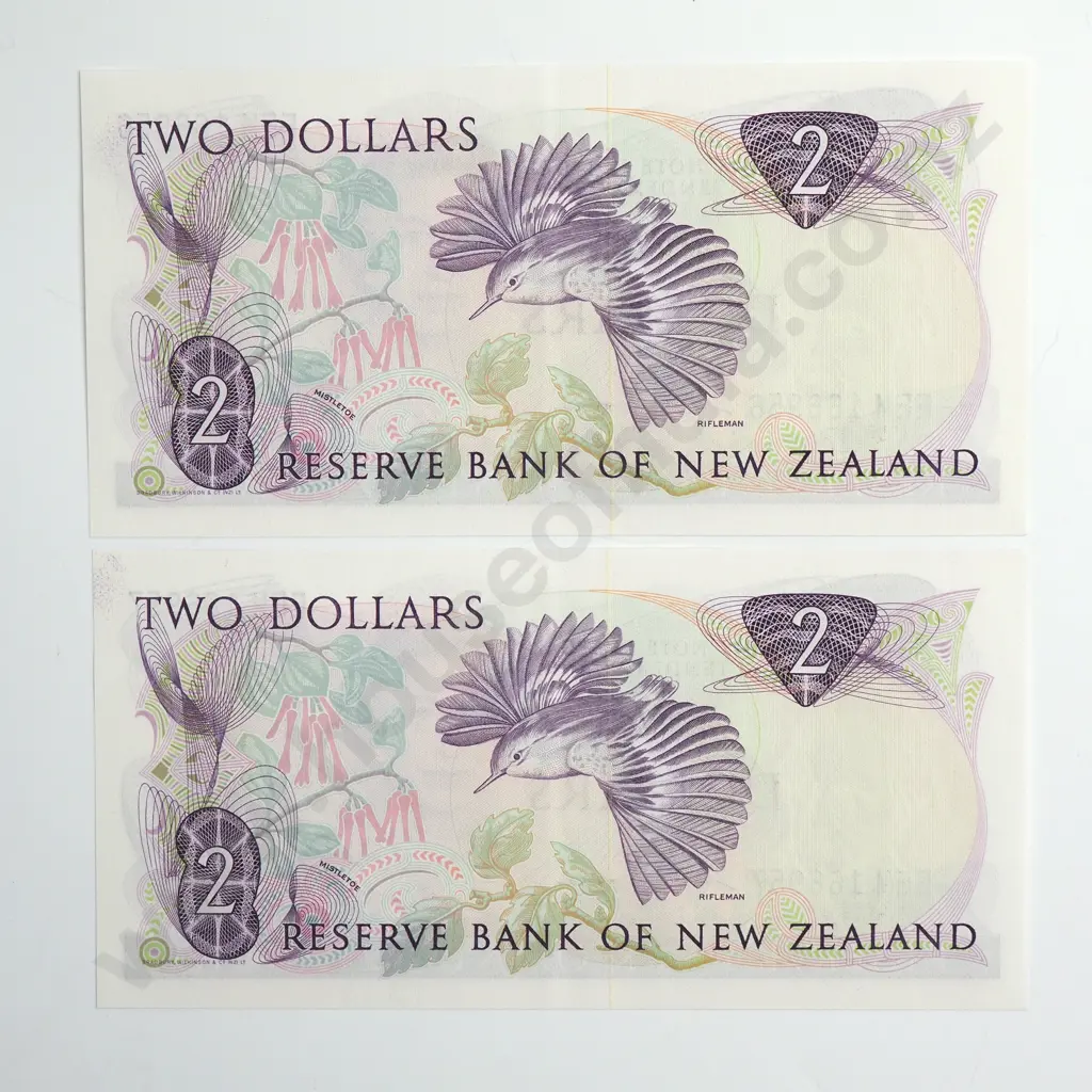 HARDIE TYPE II CONSEC PAIR 2 DOLLARS BANKNOTES EXTREMELY FINE Image 1++