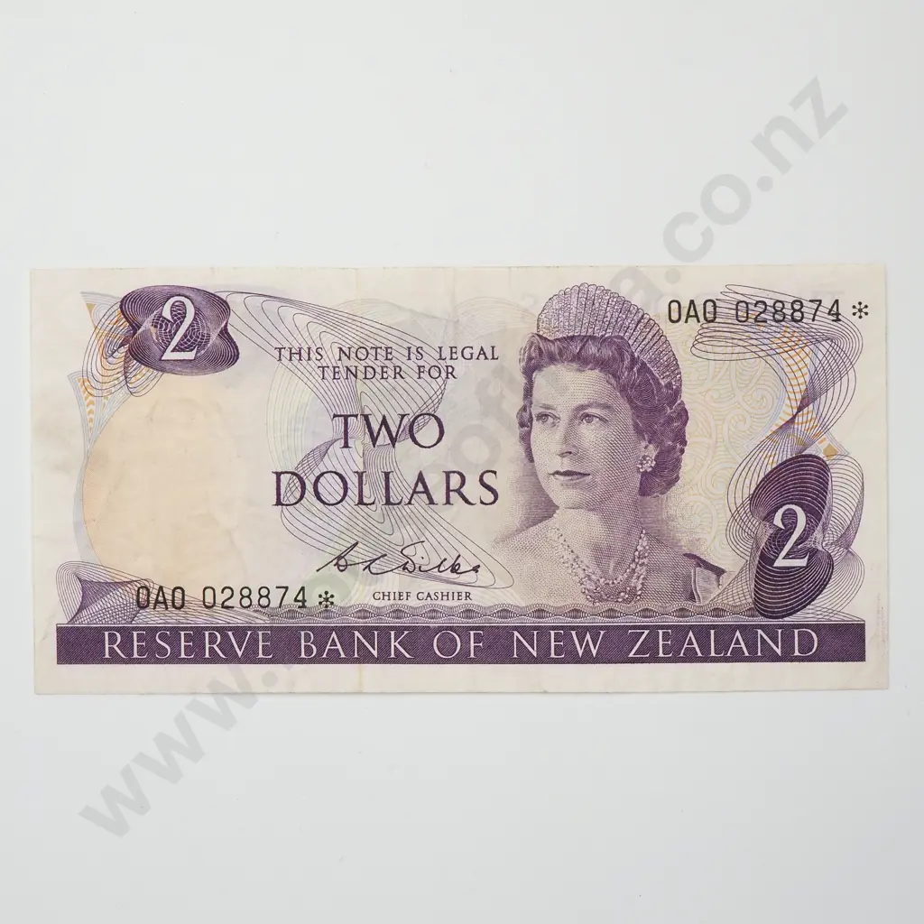 WILKS 0A0 STAR NOTE 2 DOLLARS BANKNOTE ND(1968-75) P.164b FINE $2900 Image 1++