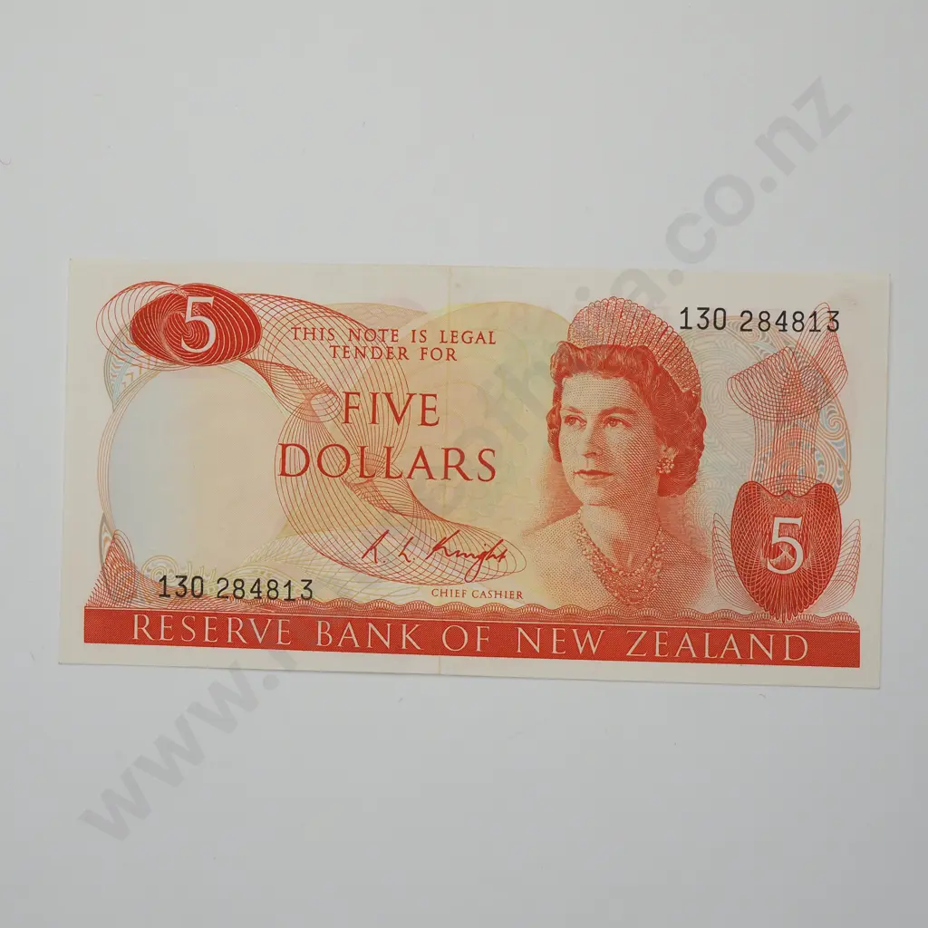 KNIGHT 5 DOLLARS BANKNOTE ND(1975-77) P.165c Almost UNCIRCULATED CV$100 Image 1++