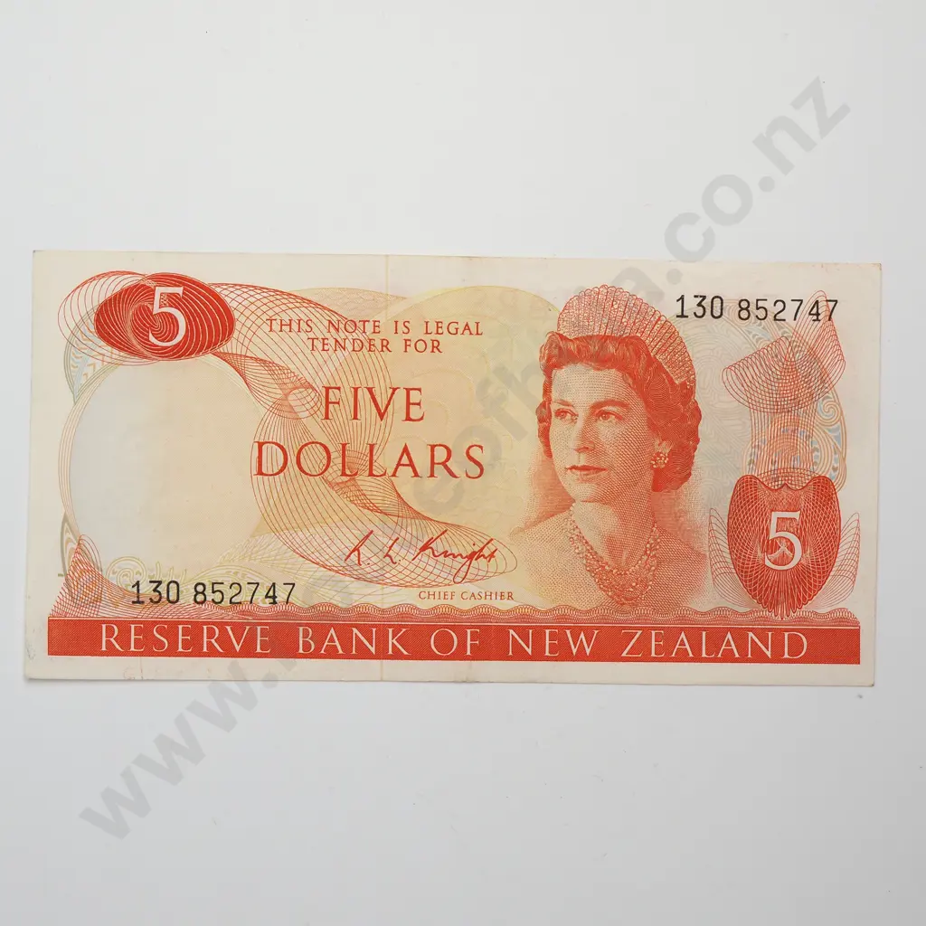 5 DOLLARS, KNIGHT SIGNATURE, PREFIX 130, aUNC Image 1++