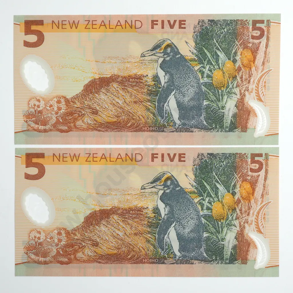 BOLLARD LAST PREFIX OF YEAR CONSEC PAIR 5 DOLLARS BANKNOTES UNCIRCULATED Image 1++