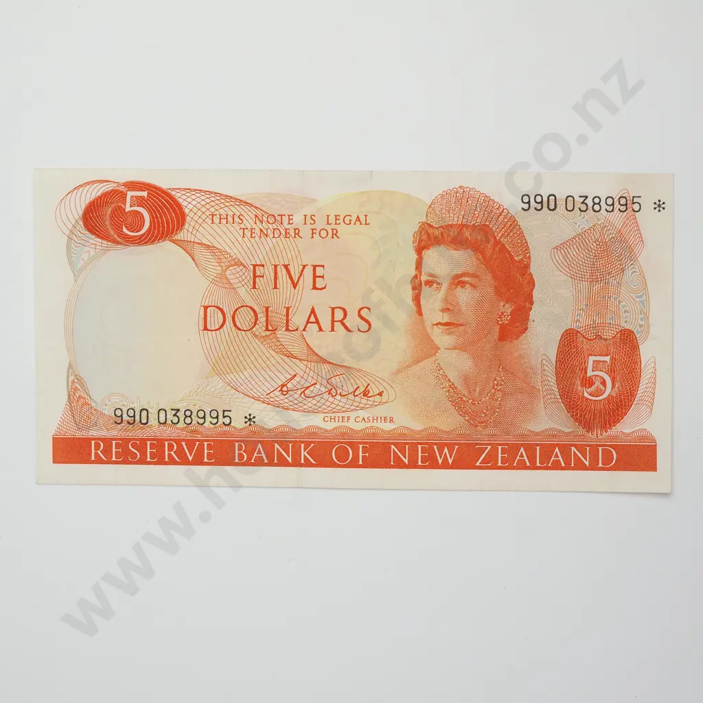 WILKS 990 STAR NOTE 5 DOLLARS BANKNOTE ND(1968-75) P.165b EXTREMELY FINE $1800 Image 1++