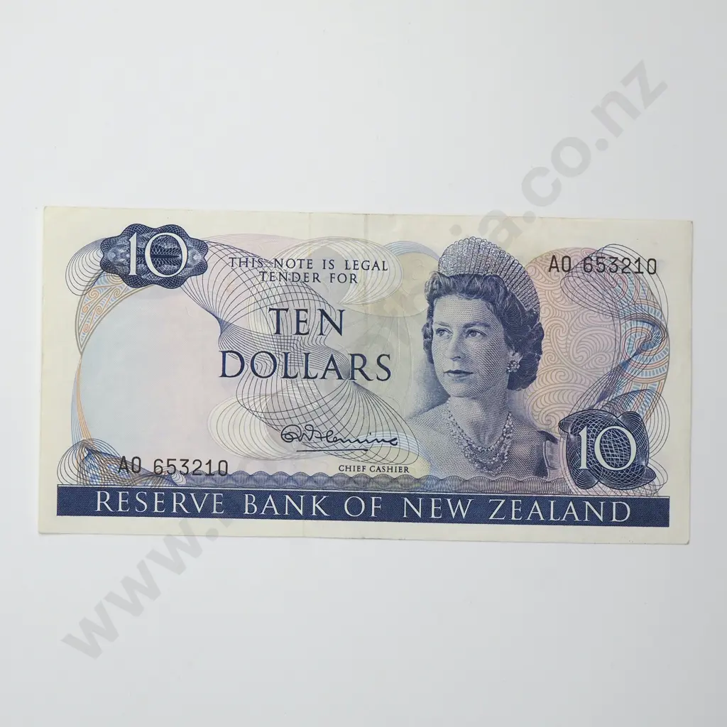 FLEMING 1ST PREFIX 10 DOLLARS BANKNOTE ND(1967-68) P.166a VERY FINE CV$100 Image 1++